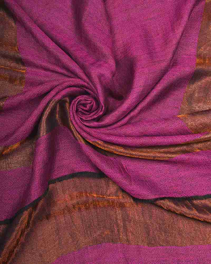 Magenta Pink Pashmina Wool 4 Side Zari Border Stole