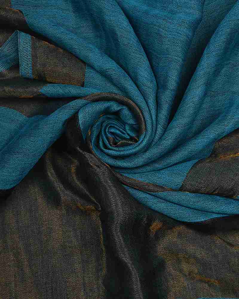 Turquoise Pashmina Wool 4 Side Zari Border Stole
