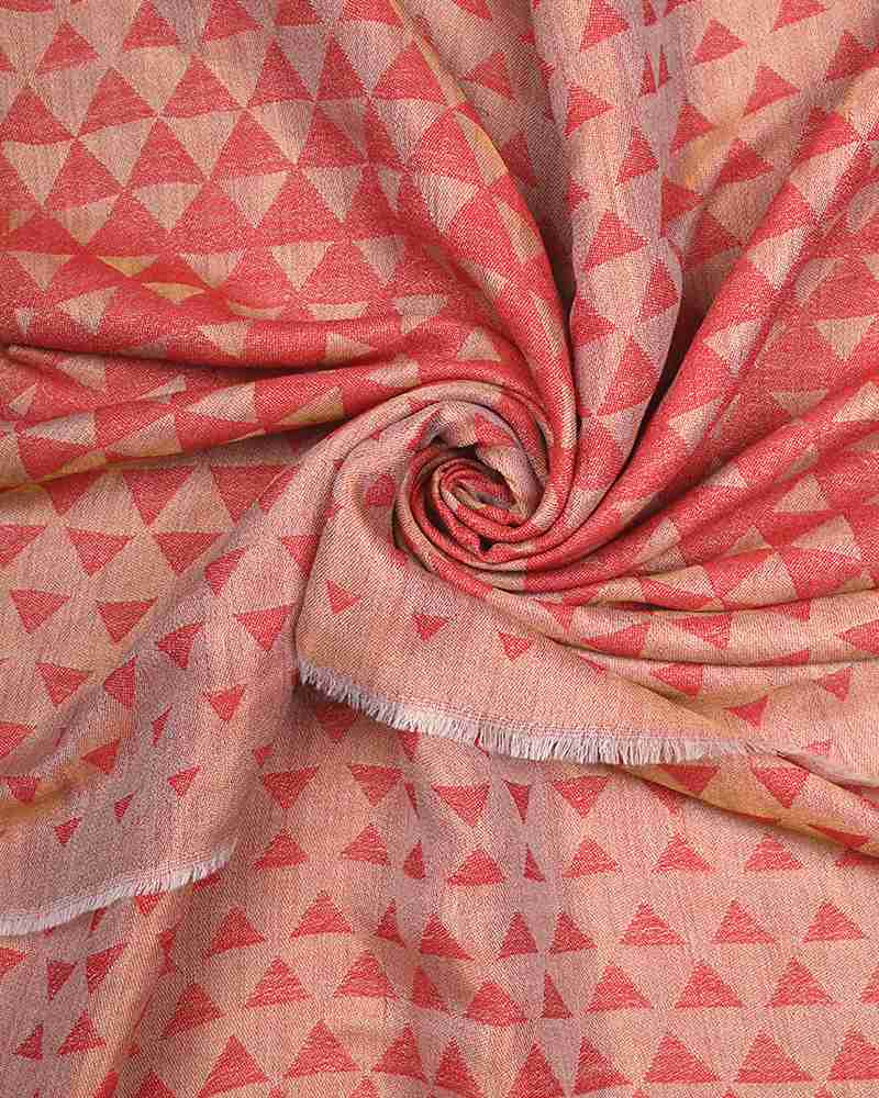 Red Pashmina Wool Zari Pyramid Stole