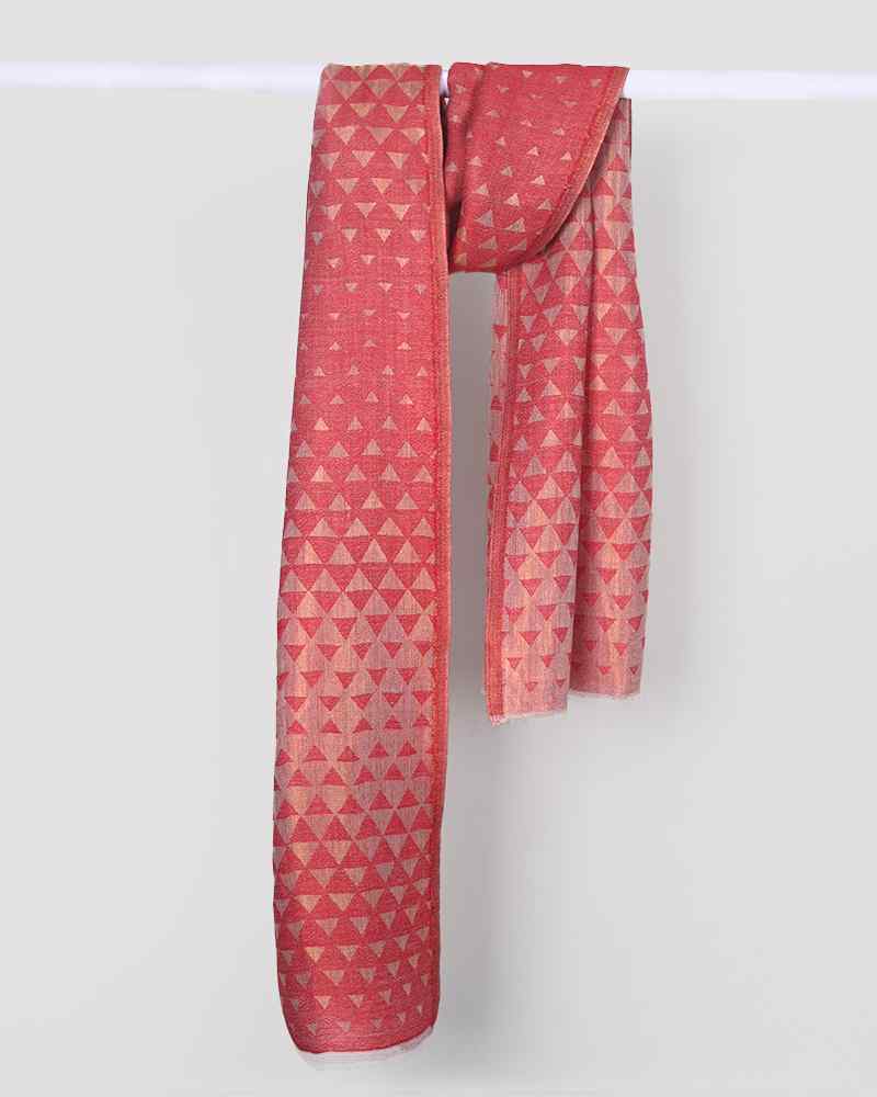 Red Pashmina Wool Zari Pyramid Stole