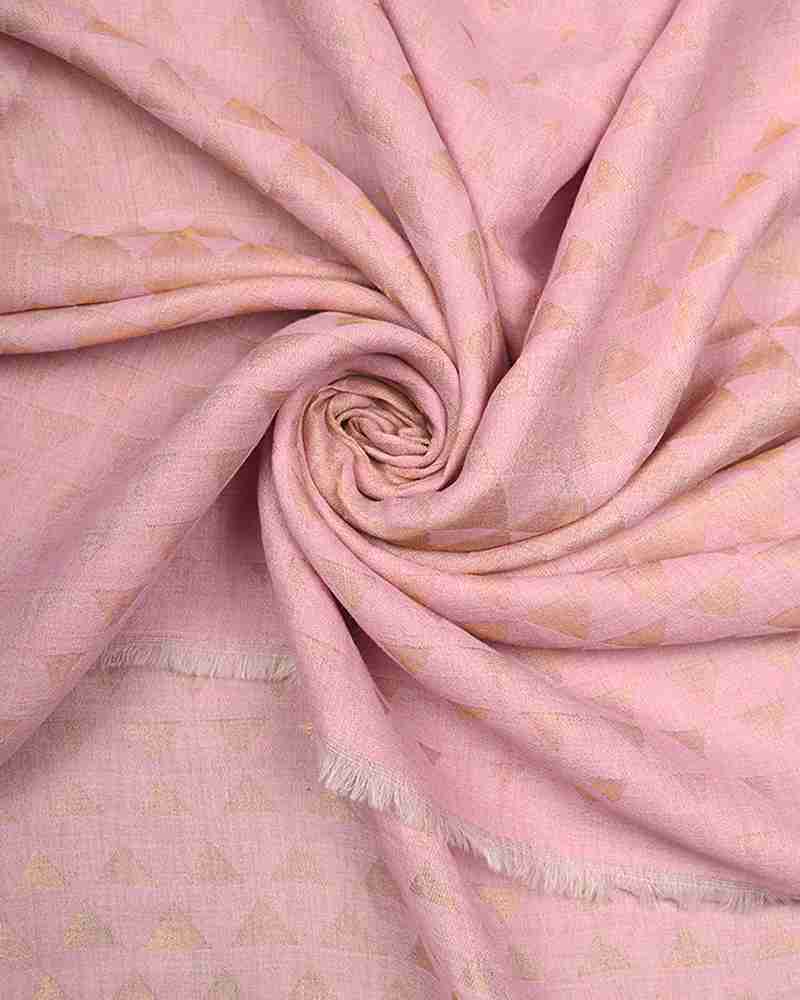 Pashmina Wool Zari Pyramid Stole Pink