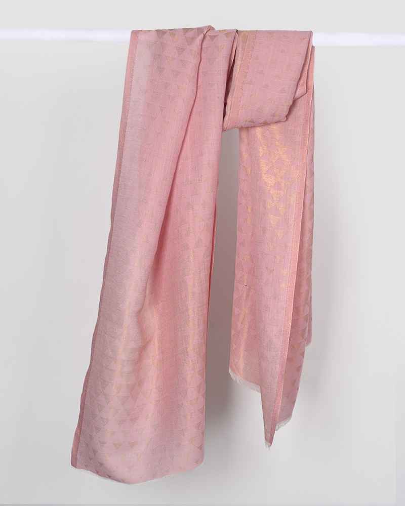 Pashmina Wool Zari Pyramid Stole Pink