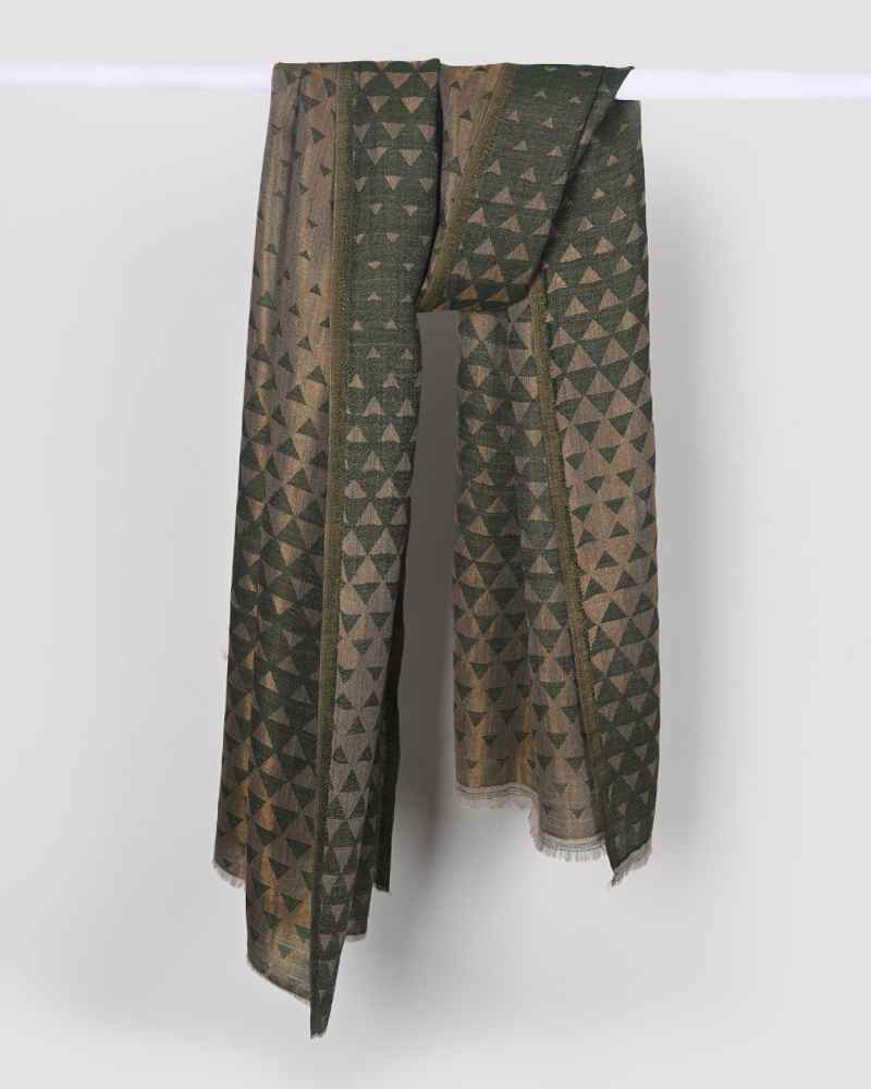 Pashmina Wool Zari Pyramid Stole Green