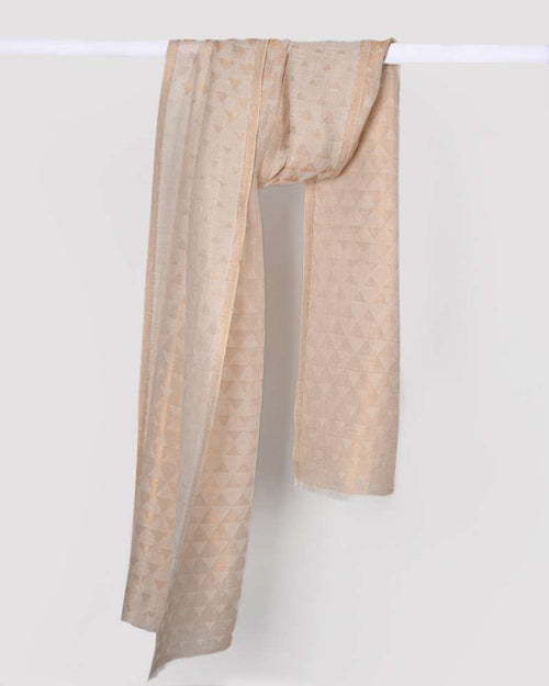 Off White Pashmina Wool Zari Pyramid Stole for Women – Lightweight Luxury Winter Shawl Wrap