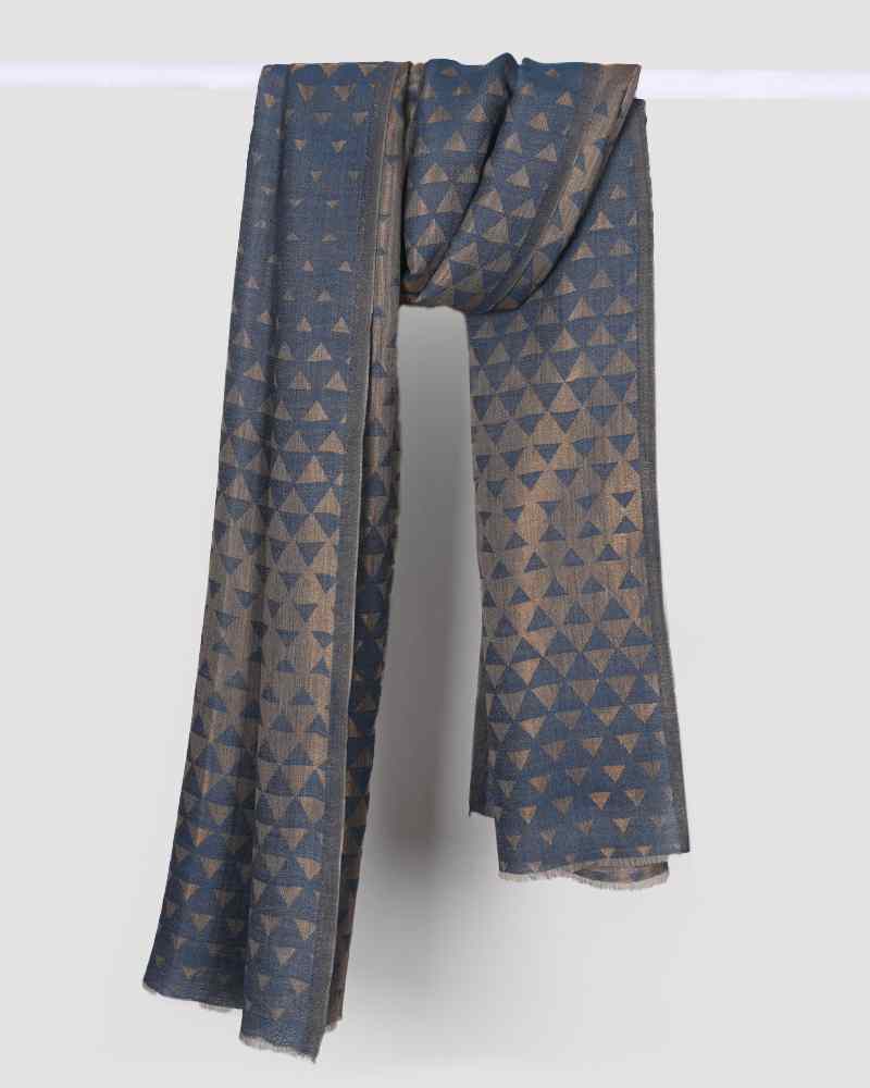 Pashmina Wool Zari Pyramid Stole Blue