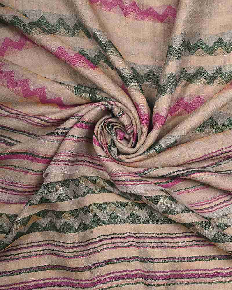 Pashmina Wool Zari Zig-Zag Stole Golden