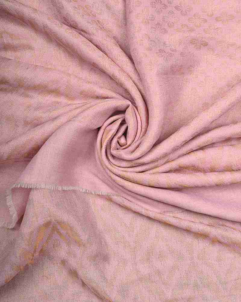 Pashmina Wool Self Zari Stole Pink