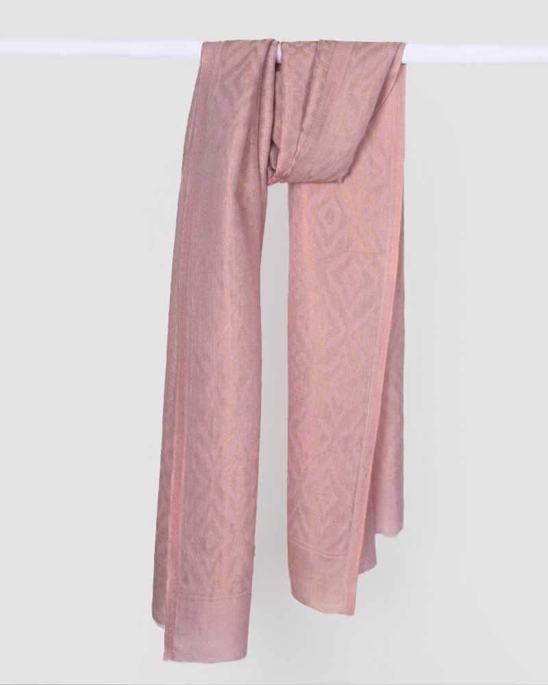 Pashmina Wool Self Zari Stole Pink