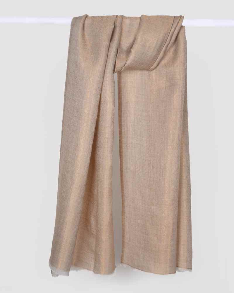 Pashmina Wool Self Zari Stole Golden