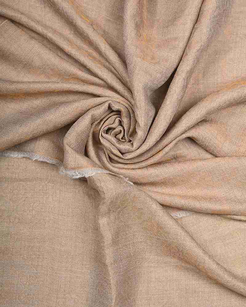 Pashmina Wool Self Zari Stole Golden