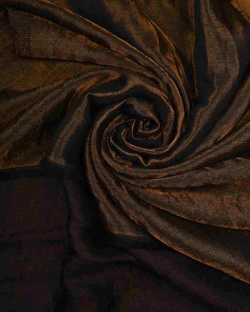 Pashmina Wool Plain Zari Reversible Stole Brown