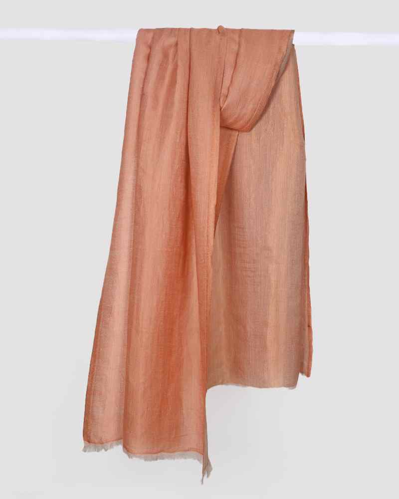 Pashmina Wool Plain Zari Reversible Stole Orange