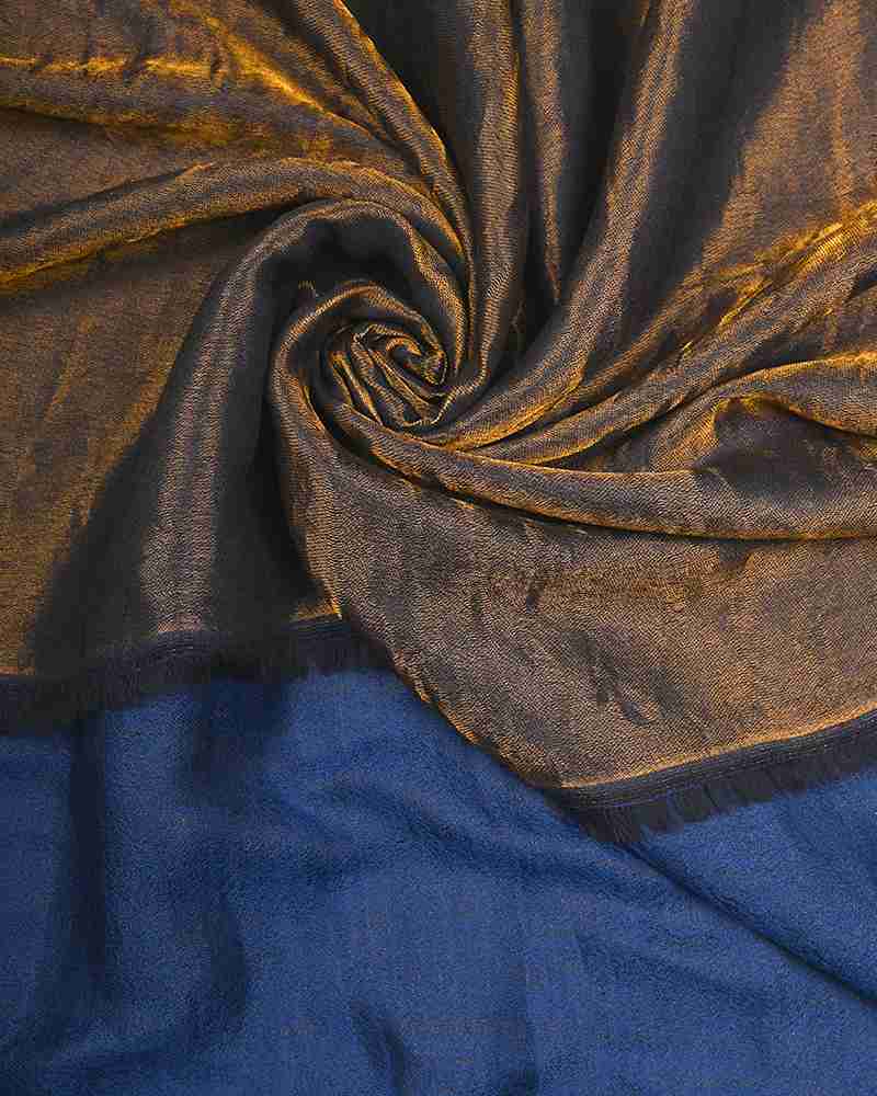 Pashmina Wool Plain Zari Reversible Stole Blue