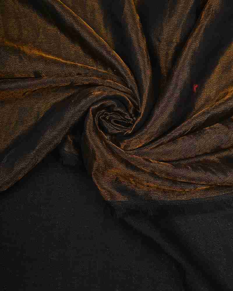 Pashmina Wool Plain Zari Reversible Stole Black