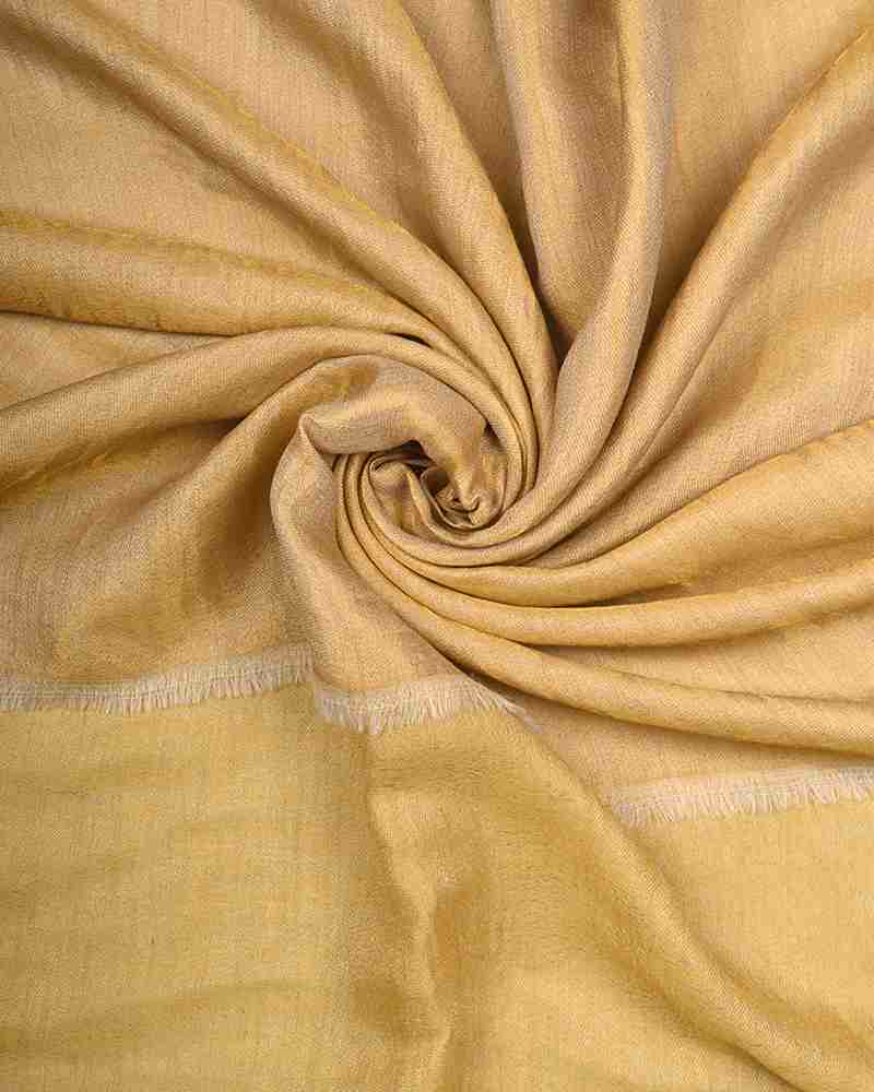Pashmina Wool Plain Zari Reversible Stole Yellow