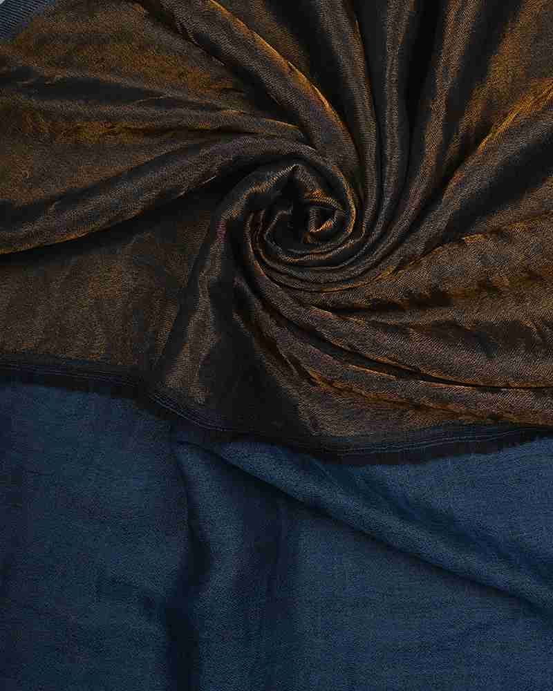 Pashmina Wool Plain Zari Reversible Stole Blue