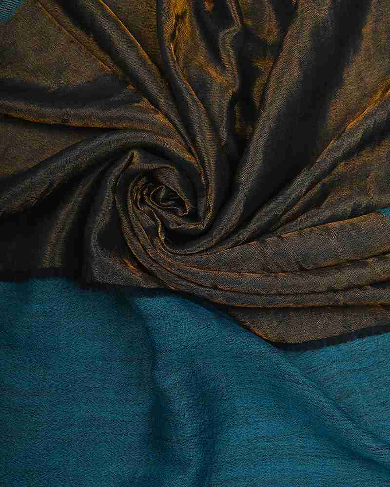 Pashmina Wool Plain Zari Reversible Stole Turquoise