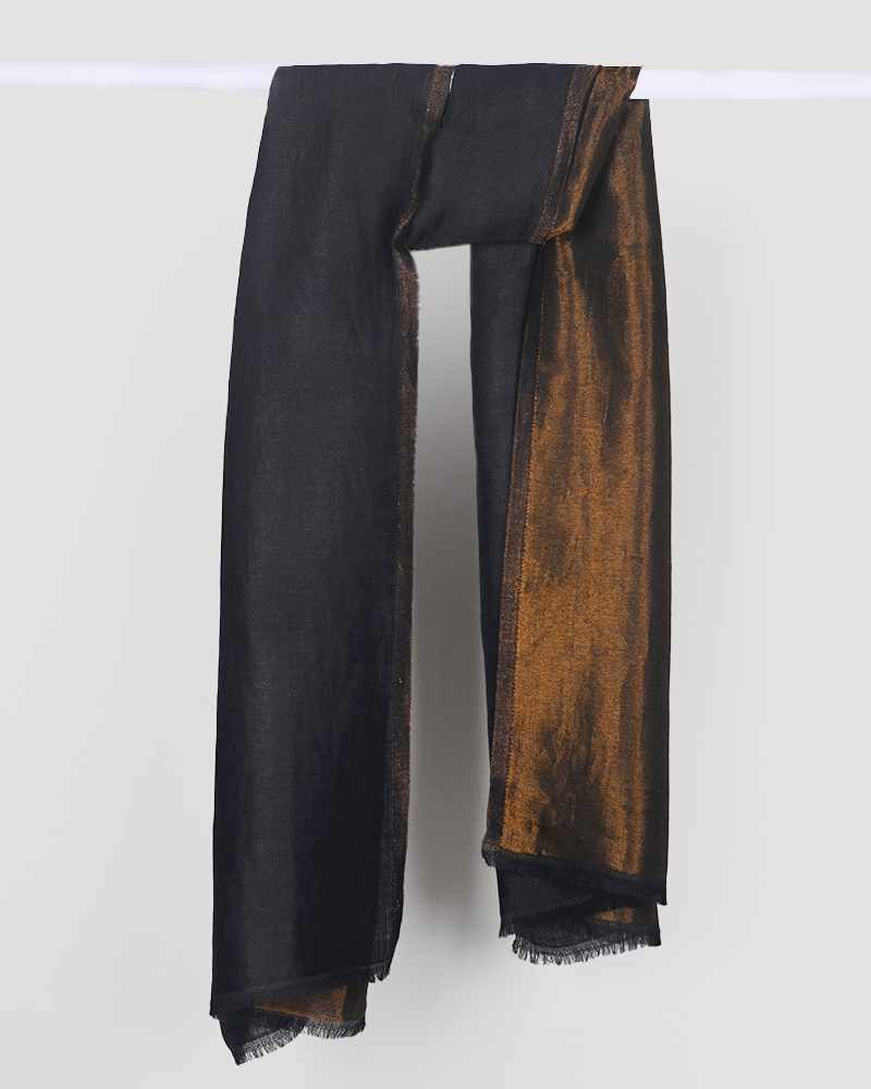 Pashmina Wool Plain Zari Reversible Stole Navy Blue