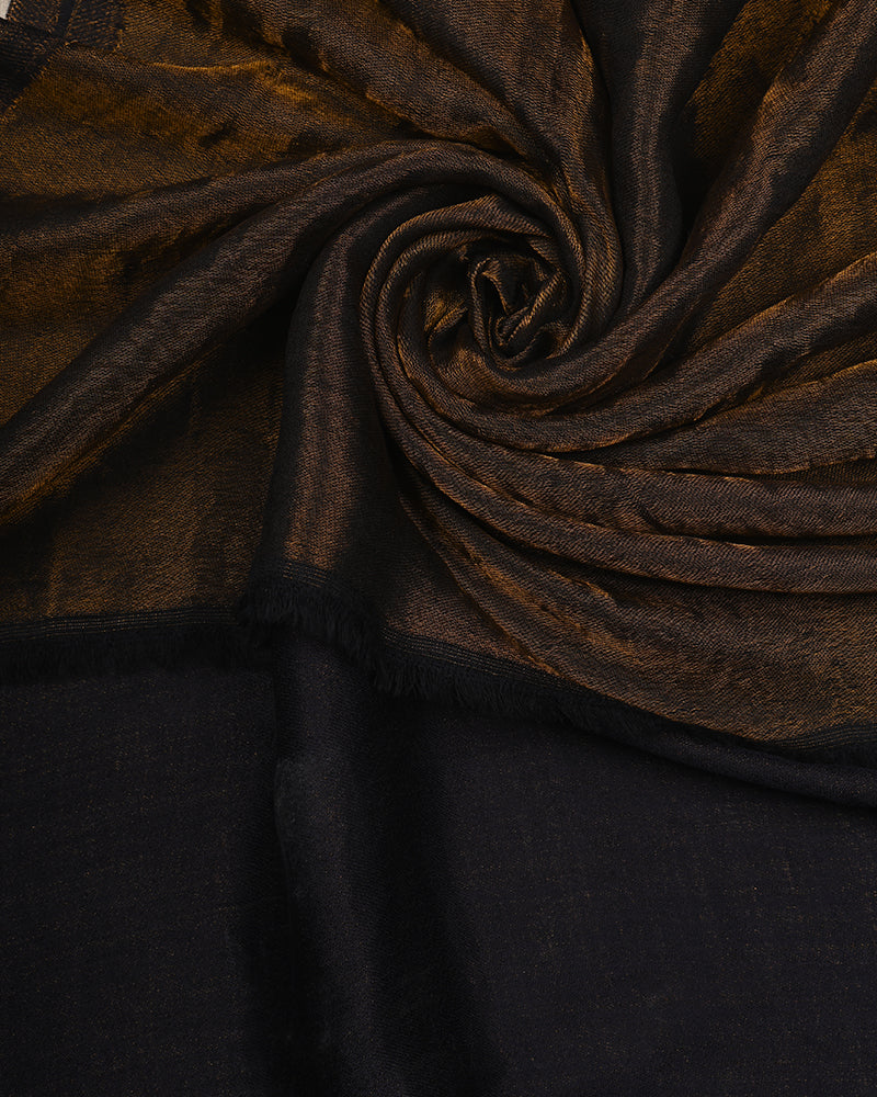 Pashmina Wool Plain Zari Reversible Stole Navy Blue