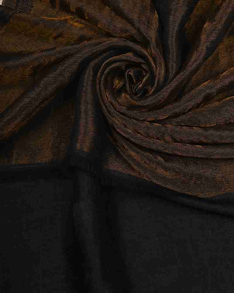 Pashmina Wool Plain Zari Reversible Stole Navy Blue