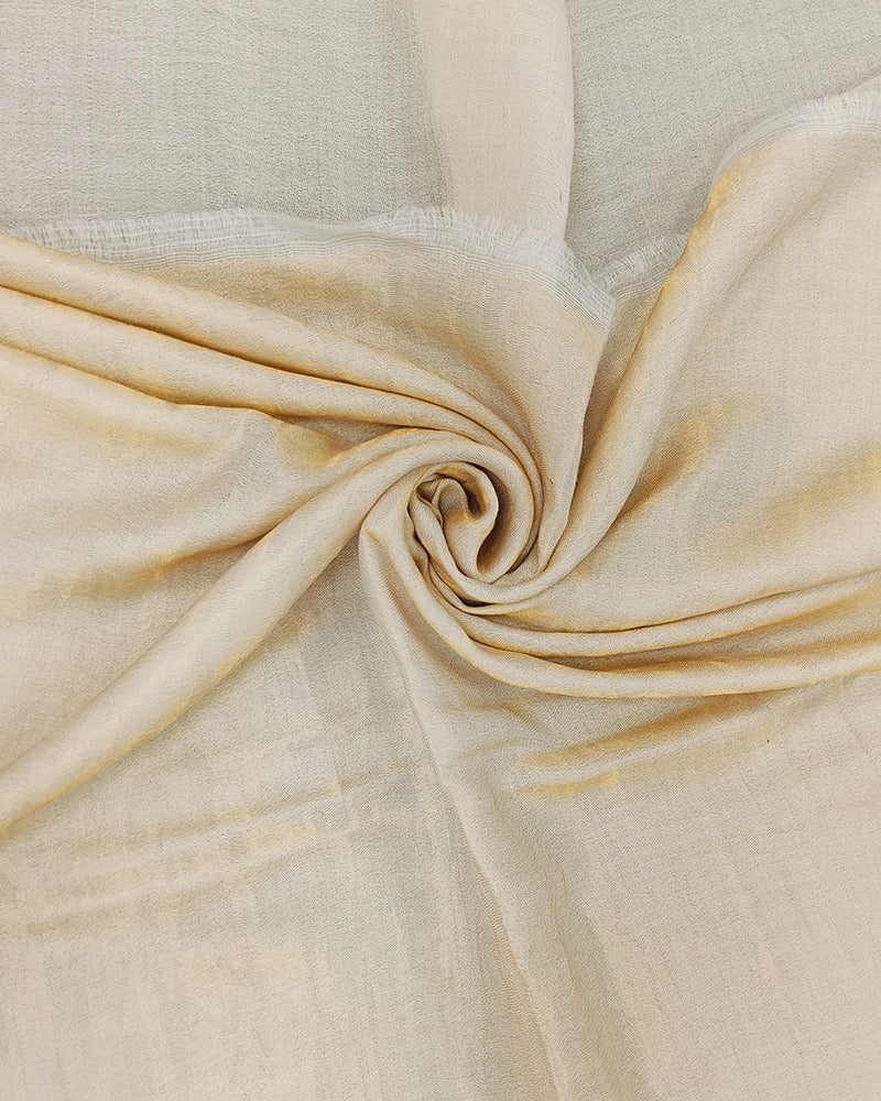 Pashmina Wool Plain Zari Reversible Stole White