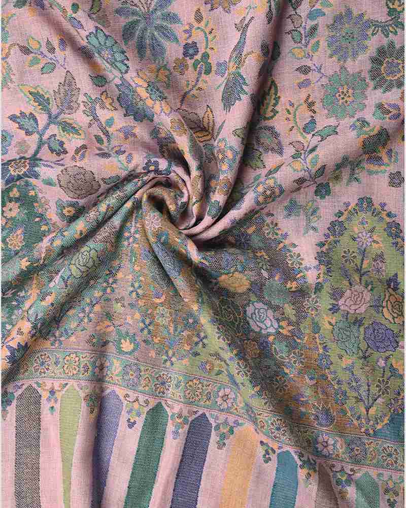 Pashmina Wool Kani Stole in Pink