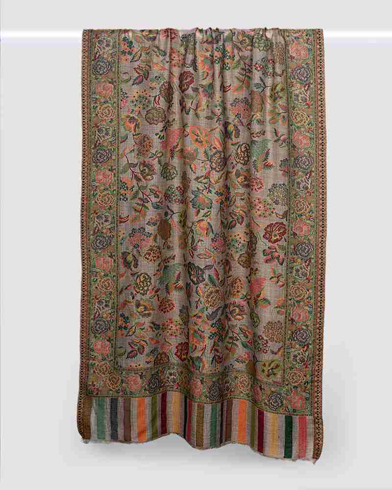 Pashmina Wool Kani Stole Beige