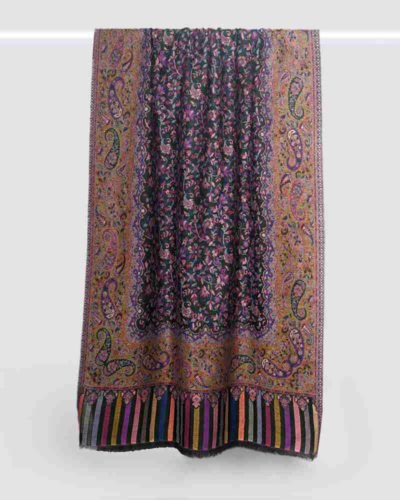 Pashmina Wool Kani Stole Green
