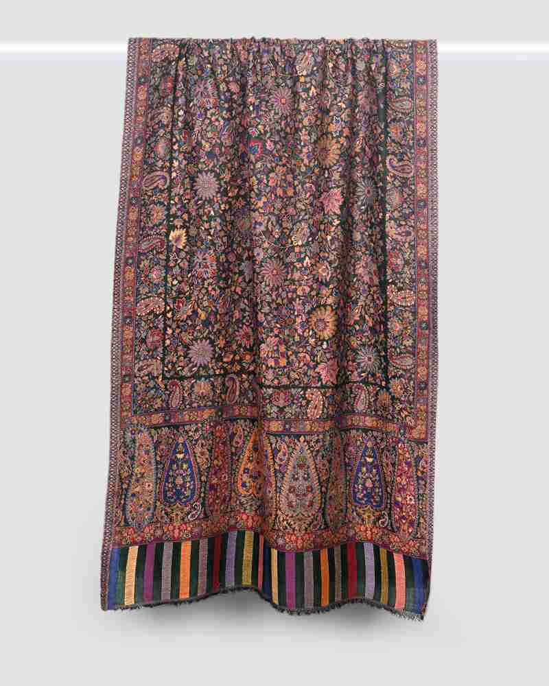 Pashmina Wool Kani Stole Green