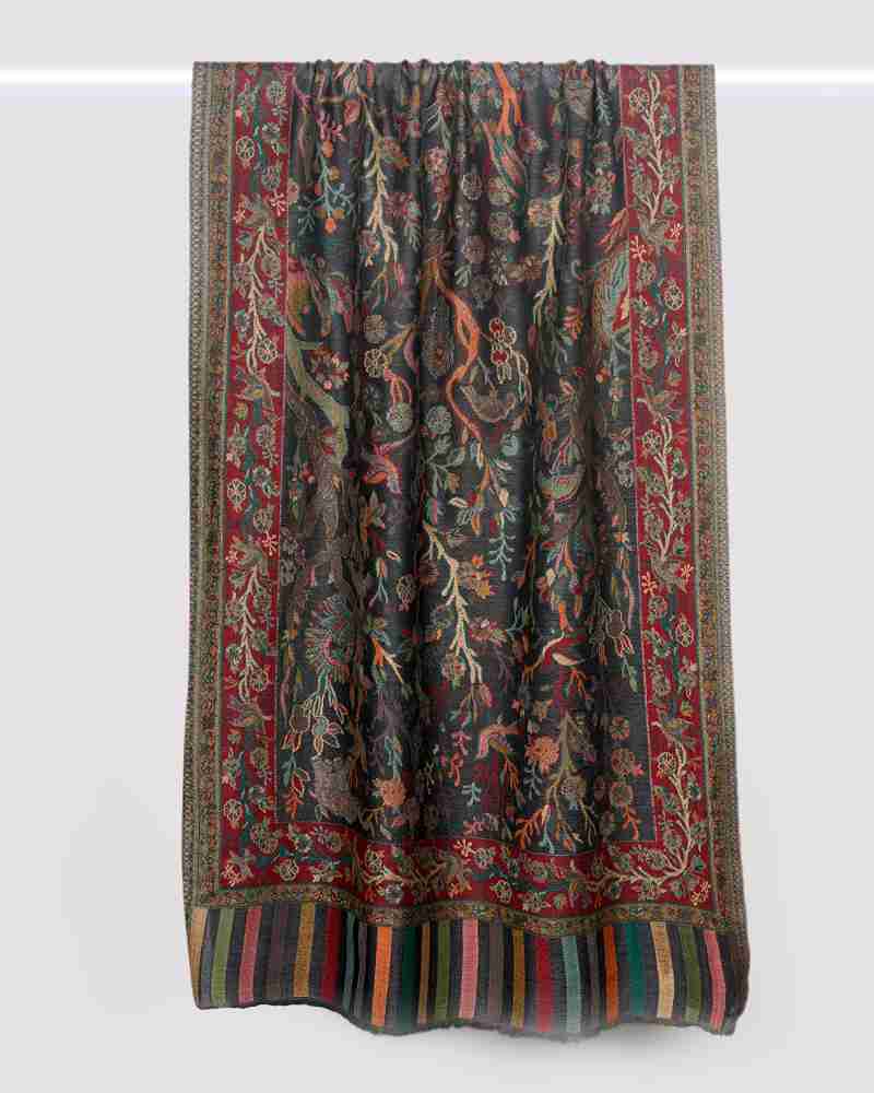 Pashmina Wool Kani Stole Grey