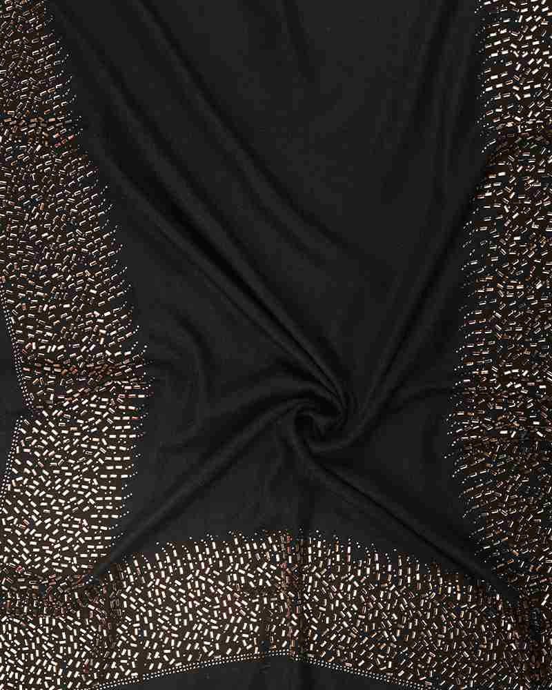 Pashmina Wool Mirror Work Stole Black