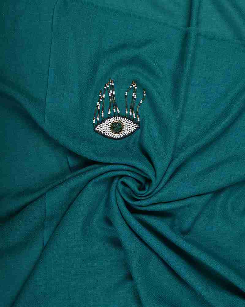 Pashmina Wool Signature Beaded Stole Turquoise