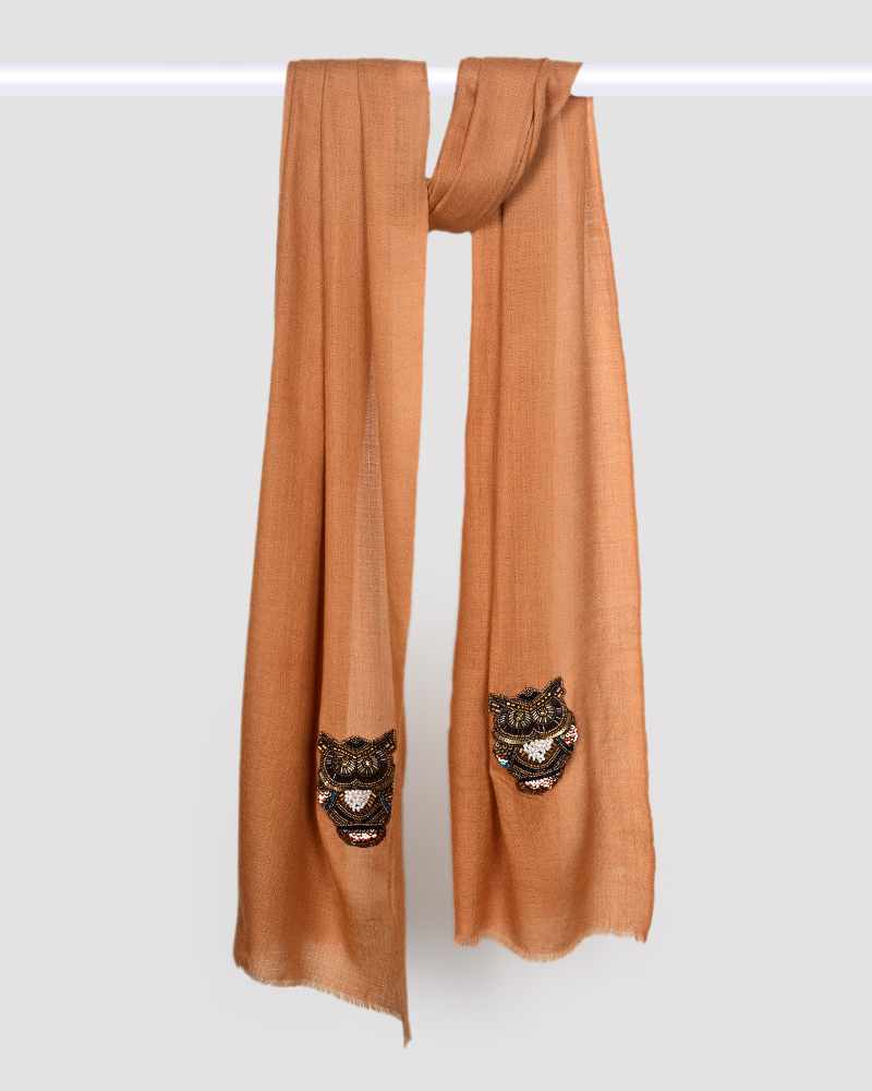 Pashmina Wool Signature Beaded Stole Golden