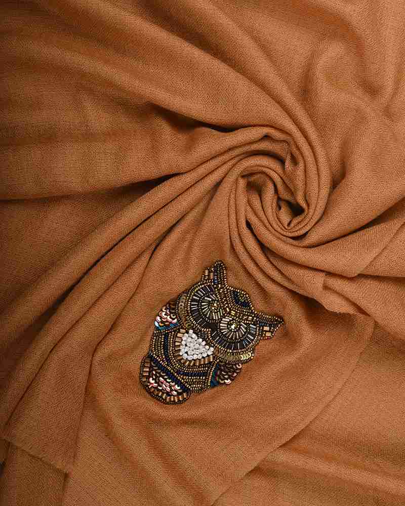 Pashmina Wool Signature Beaded Stole Golden