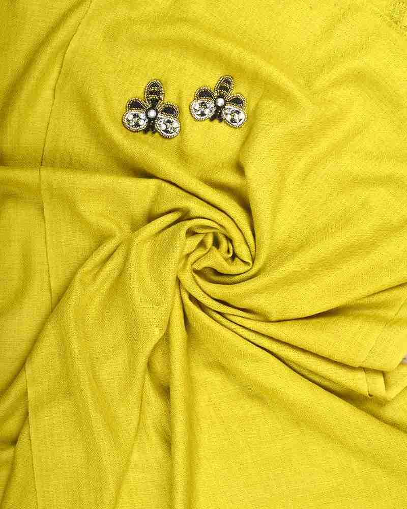Pashmina Wool Signature Beaded Stole Yellow
