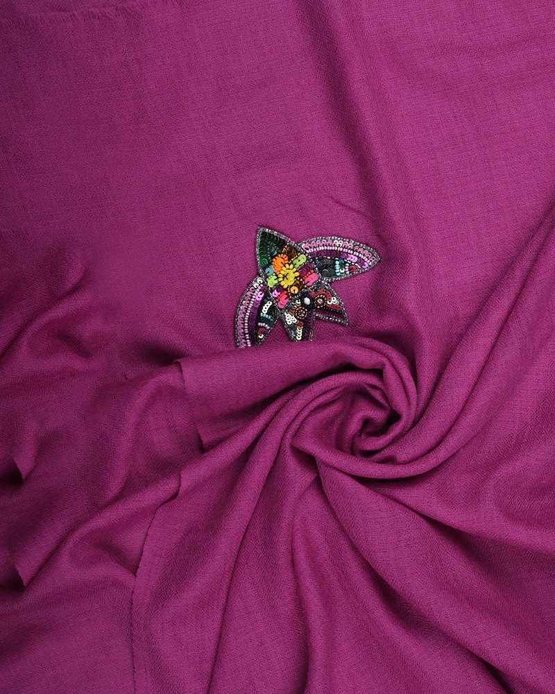 Pashmina Wool Signature Beaded Stole Magenta Pink