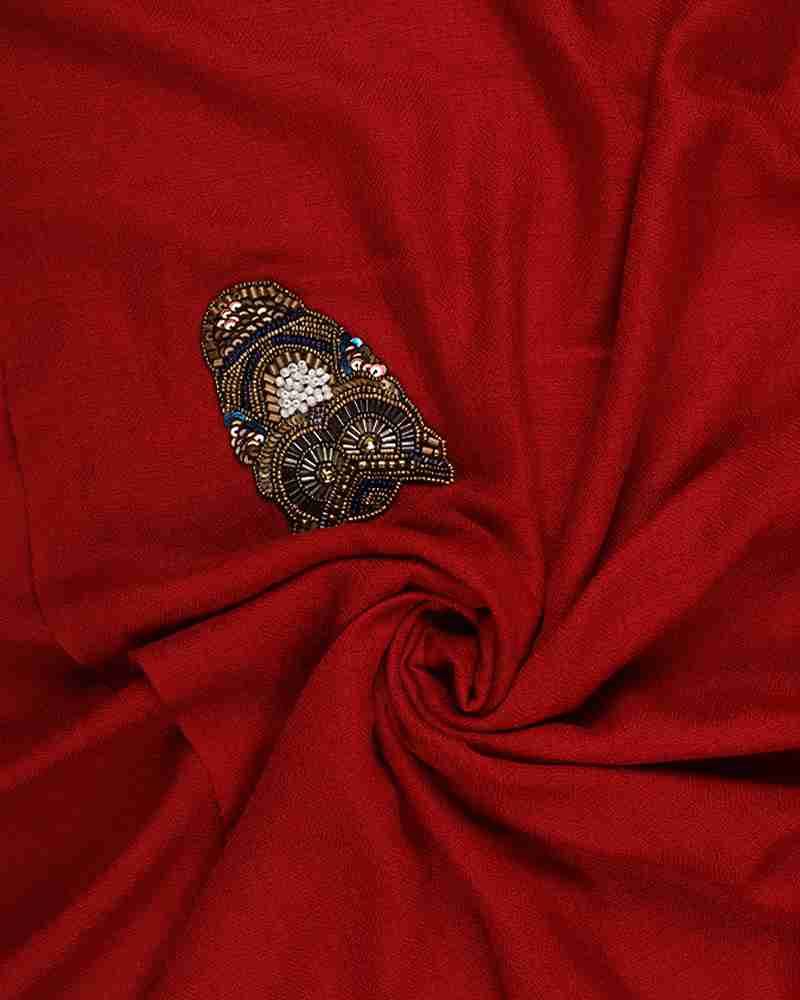 Pashmina Wool Signature Beaded Stole Maroon