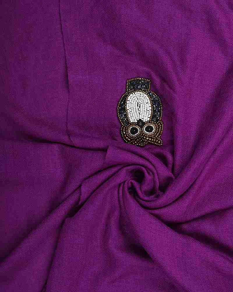 Pashmina Wool Signature Beaded Stole Purple
