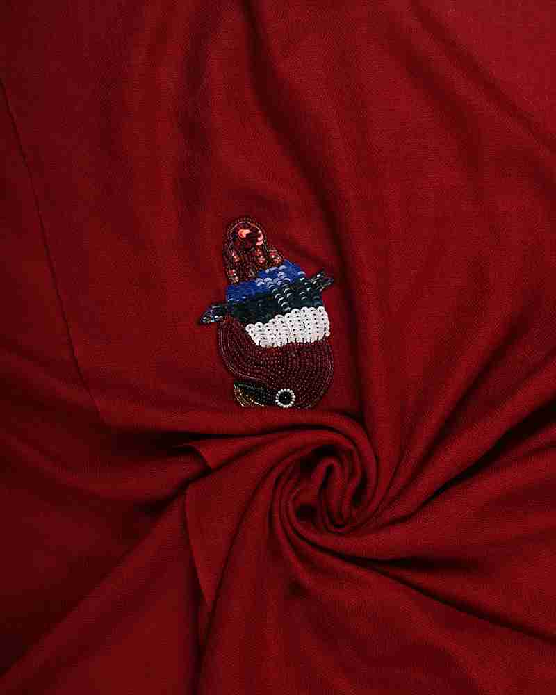 Pashmina Wool Signature Beaded Stole Maroon