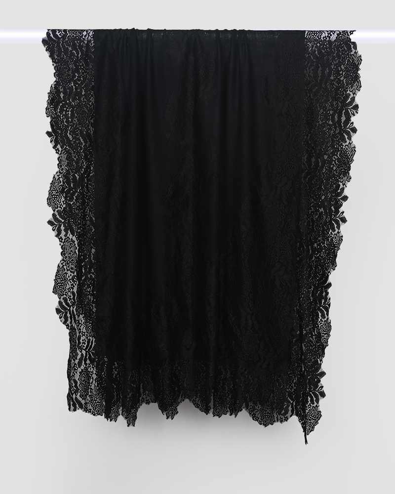 Pashmina Wool Valentino Lace Stole Black