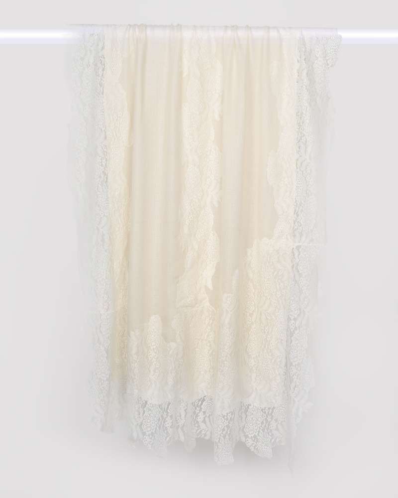Pashmina Wool Valentino Lace Stole White