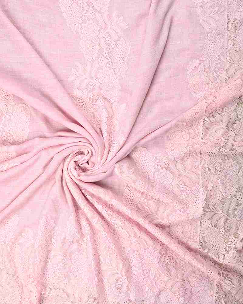 Pashmina Wool Valentino Lace Stole Pink