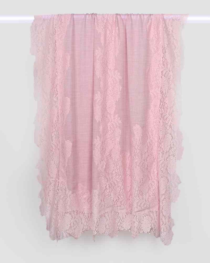 Pashmina Wool Valentino Lace Stole Pink