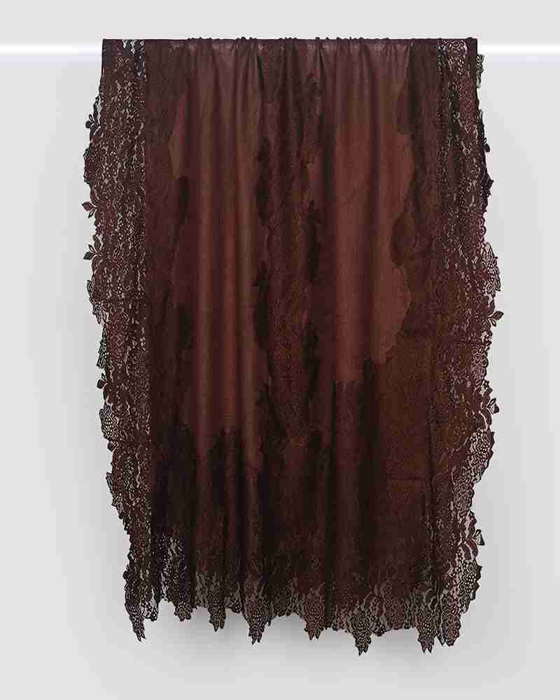 Pashmina Wool Valentino Lace Stole Brown