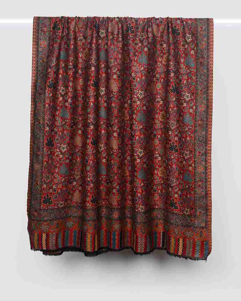 Pashmina Wool Kani Shawl Maroon