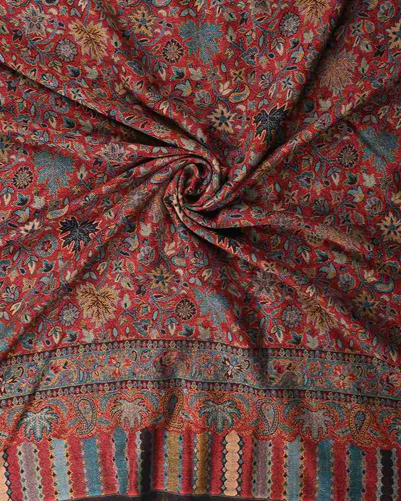 Pashmina Wool Kani Shawl Maroon