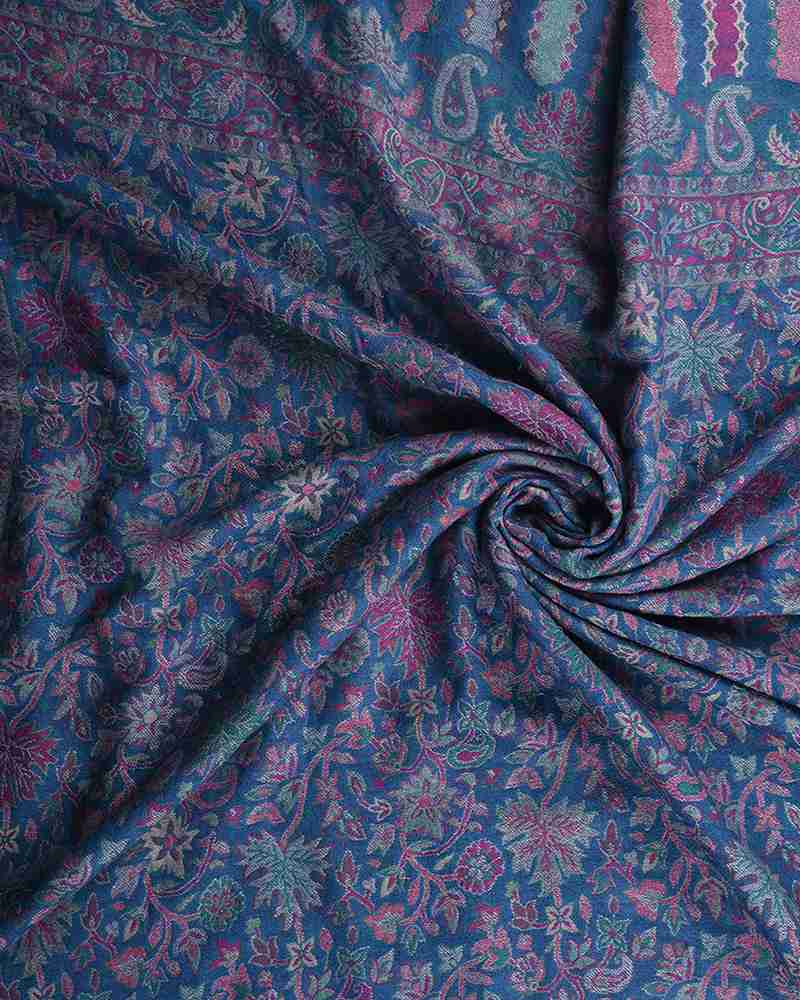 Pashmina Wool Kani Shawl Blue