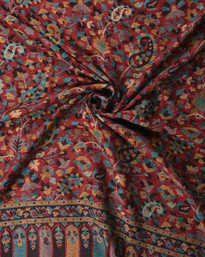 Pashmina Wool Kani Shawl Maroon