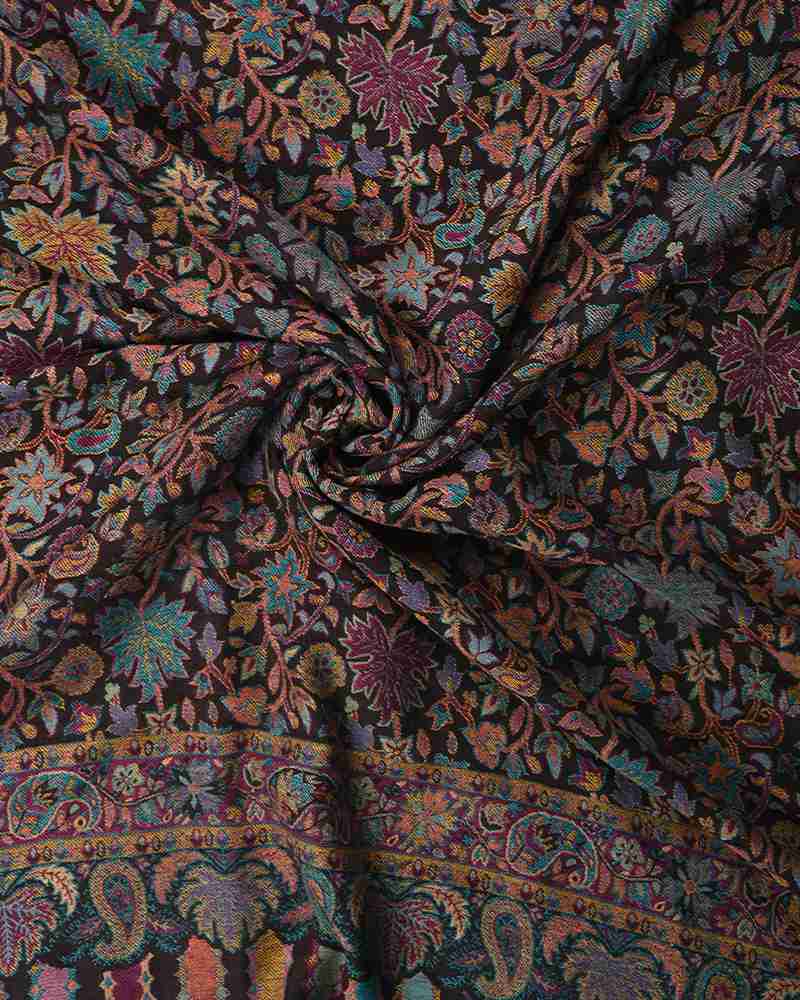 Pashmina Wool Kani Shawl Black