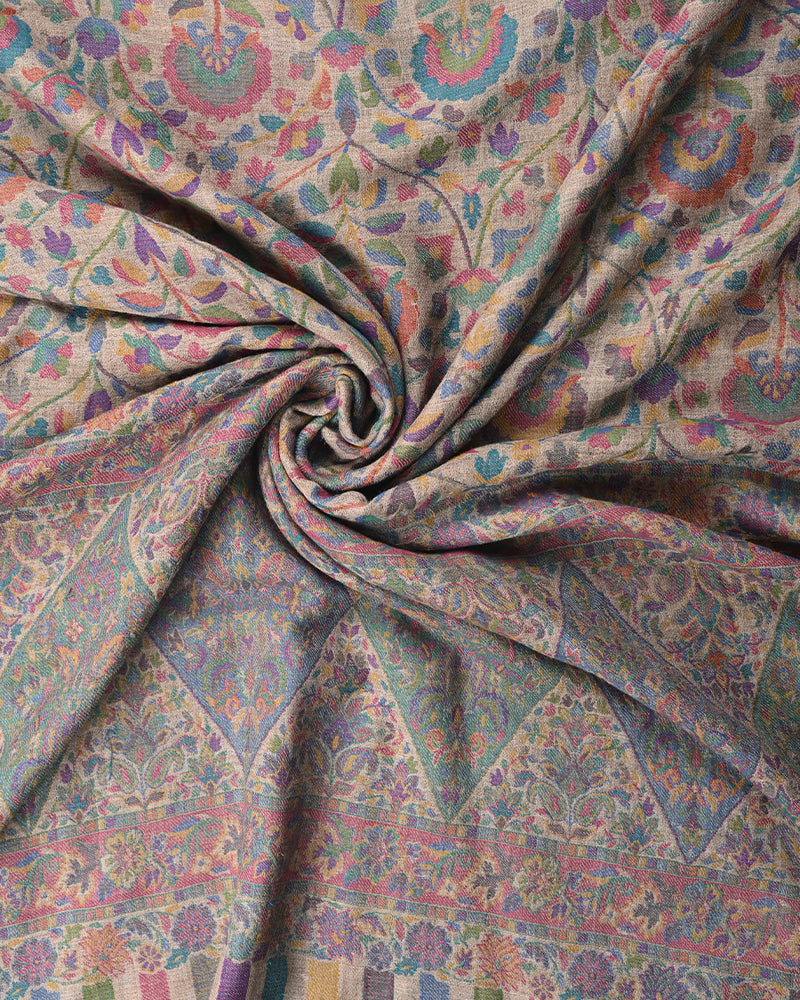 Pashmina Wool Kani Shawl Beige